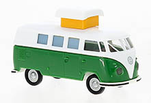 Brekina 31617 - H0 - VW T1b Camper mit Hubdach weiss, grün, 1960